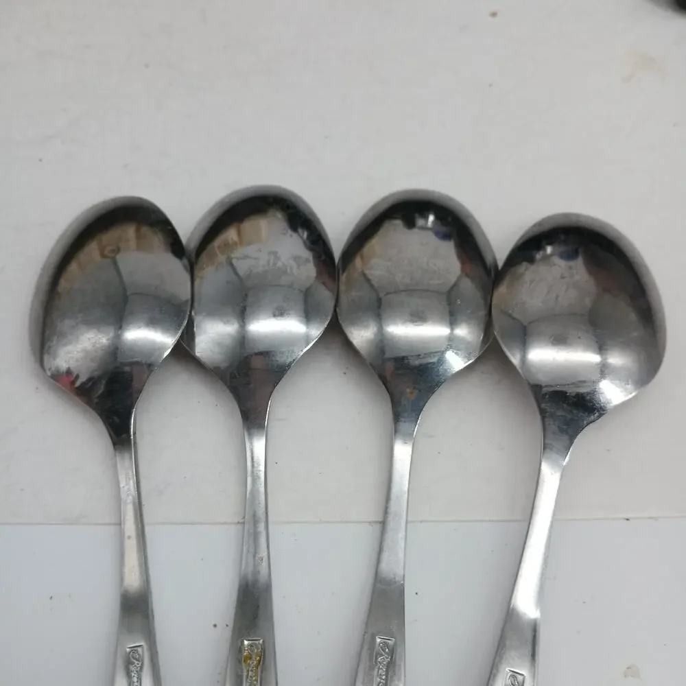 4X Tbsp Rogers Stanley Roberts Stainless Steel Flatware ALLISON Oval Soup Spoons